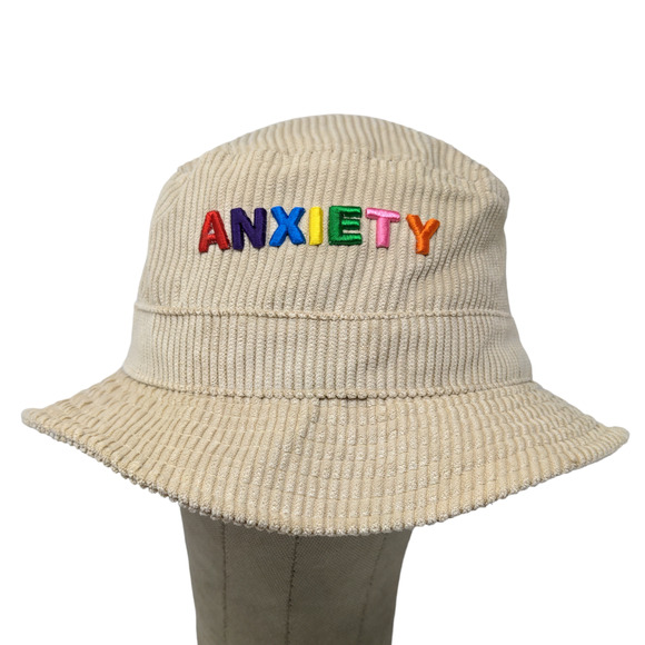Spencer's Gifts Womens Bucket Hat Tan One Size Ribbed Polyester Embroidered Logo - Picture 1 of 10